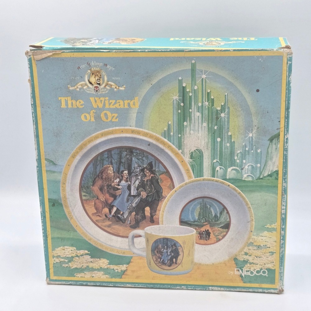Vintage Wizard of Oz 3-Piece Melamine Tableware Set‎ by ENESCO (1990)